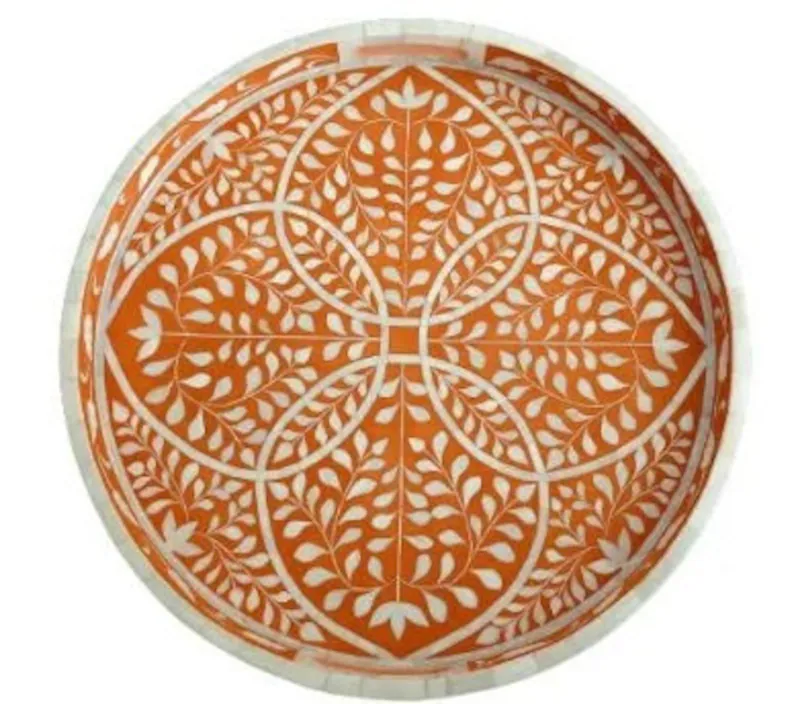 Bone Inlay Round Tray Bone Inlay Round Tray